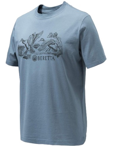 T shirt Beretta Engraving Anatre blu